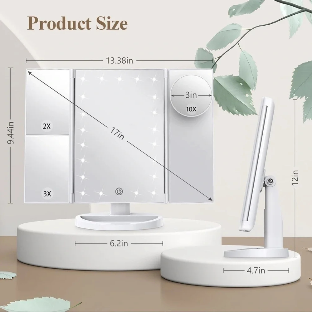 Vanity Lighted Mirror with 2x,3x and 10x magnification